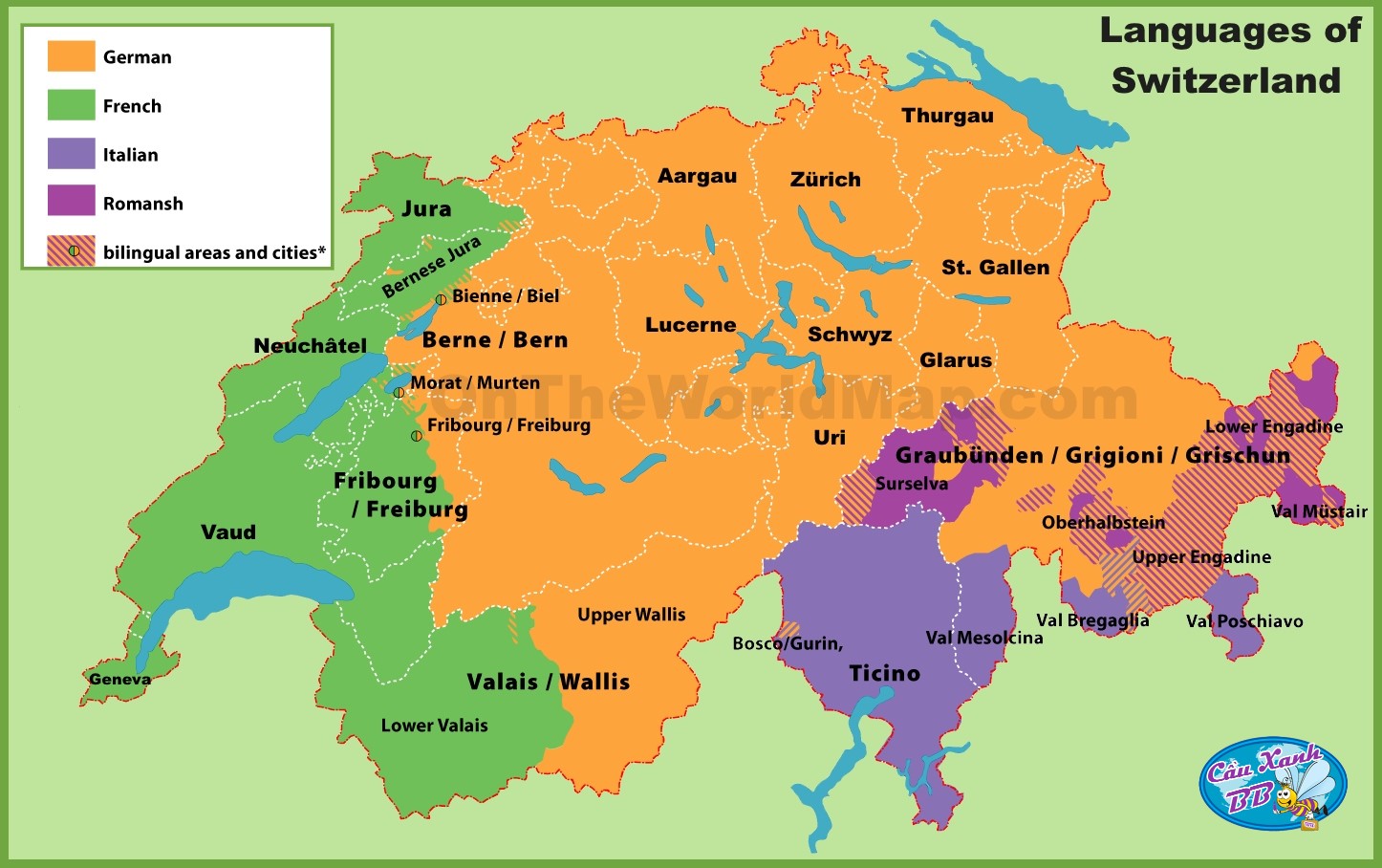 Thu S Ng I Ta N I Ti Ng G   Map Of Languages In Switzerland 